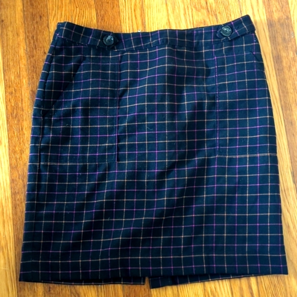 Target Merona Plaid 60s Retro Windowpane Tweed Wool Pencil Skirt
